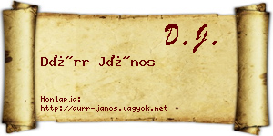 Dürr János névjegykártya